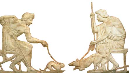 Boj ko�ky a&nbsp;psa, starov�k� �ecko